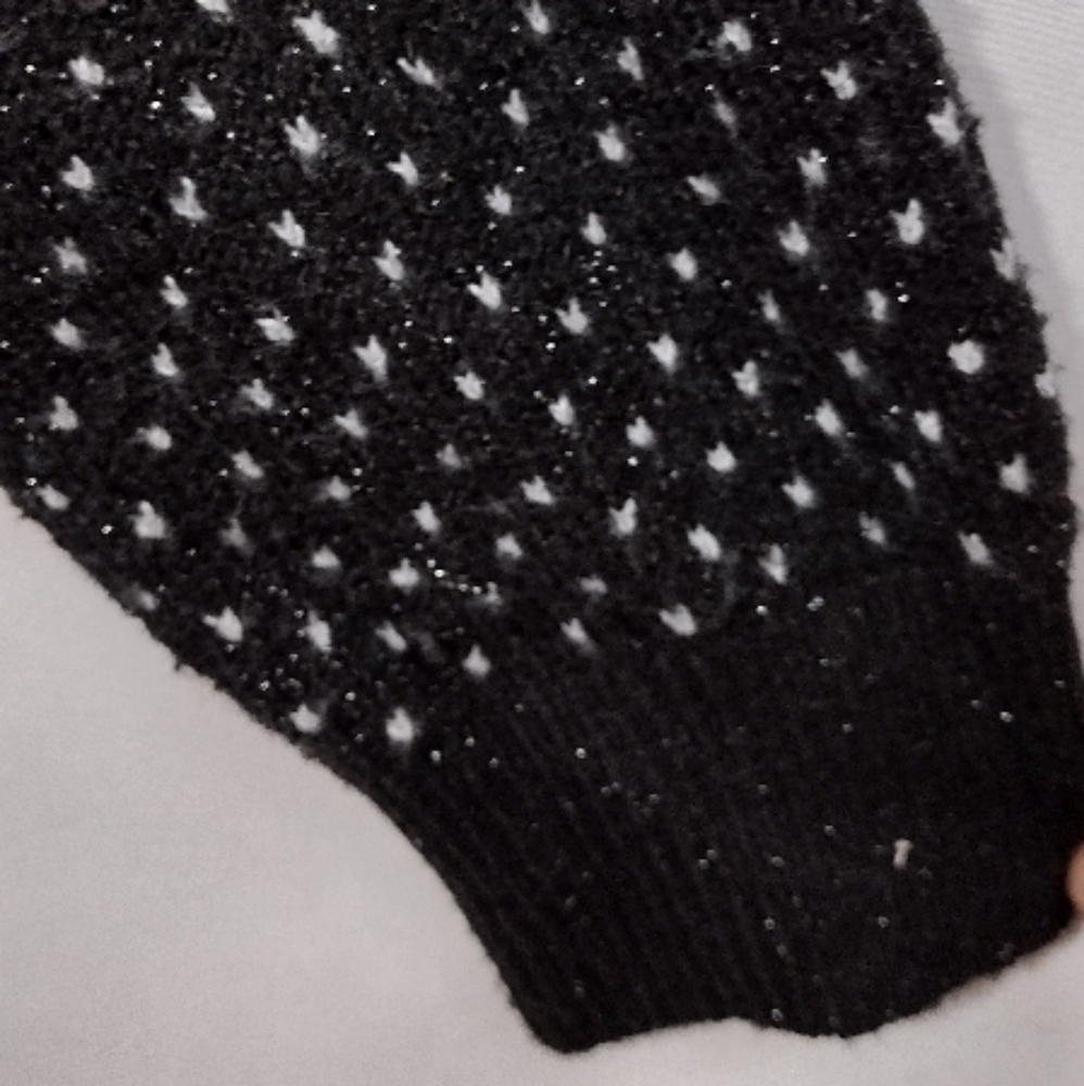 Holiday Time Polar Bear Sweater Womens L Black Blue Boho Retro Holiday Casual - Picture 3 of 8